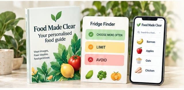 The Food Made Clear guide, the Fridge Finder and the food lookup app
