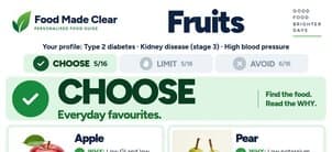 Drinks page with choose, limit and avoid columns