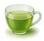 A glass cup of green tea